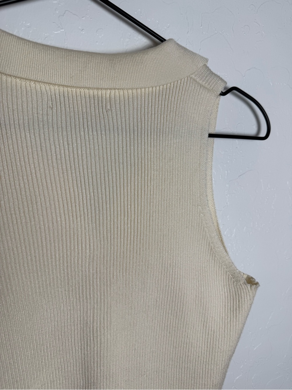 Sincerely Jules Cream Sleeveless Ribbed Knit Polo Crop Top - Picture 9 of 9